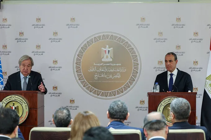 غوتيريش في القاهرة: تسوية النزاعات وحقوق الفلسطينيين على طاولة المباحثات